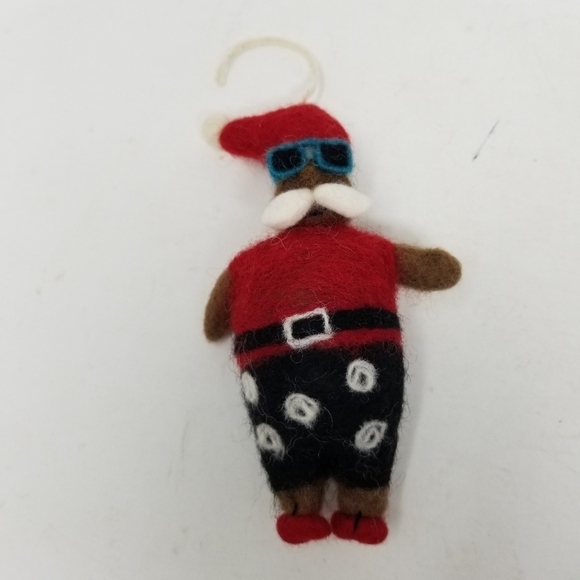 Felted Wool Cool Dressed Santa Holiday Christmas Tree Ornament Sunglasses Hippie - Picture 10 of 10